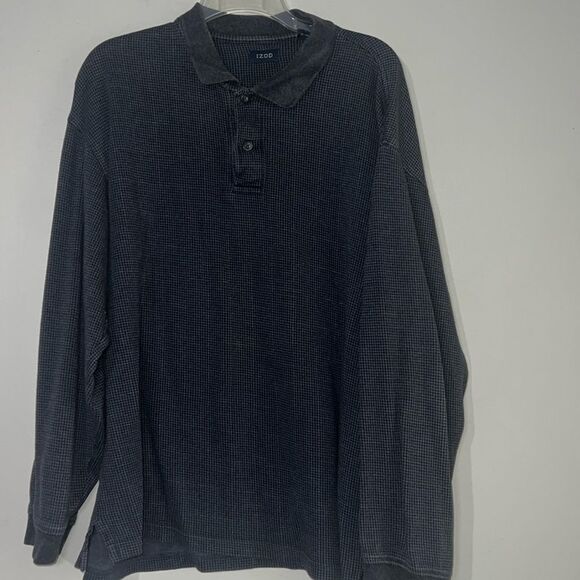 Izod micro check long sleeve polo top - Picture 1 of 5